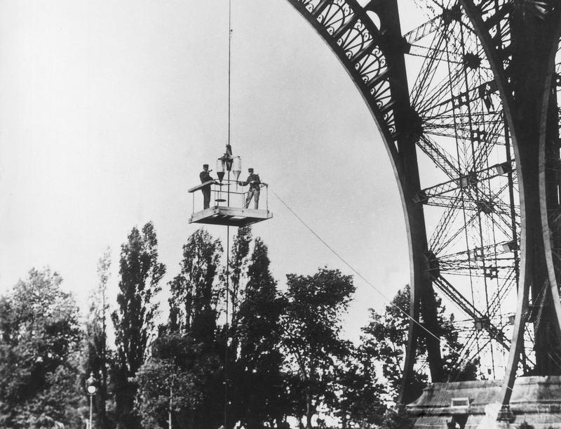 People working on Eiffel Tower construction