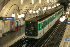 Metro headed for the Eiffel Tower